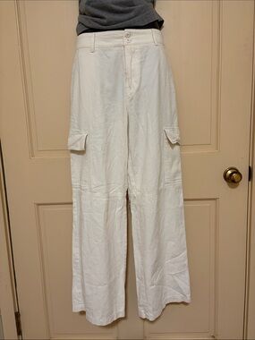 Papermoon White Wide Leg Cargo Pants